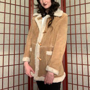 vintage shearling coat 60s sheepskin rancher jacket great condition size xs